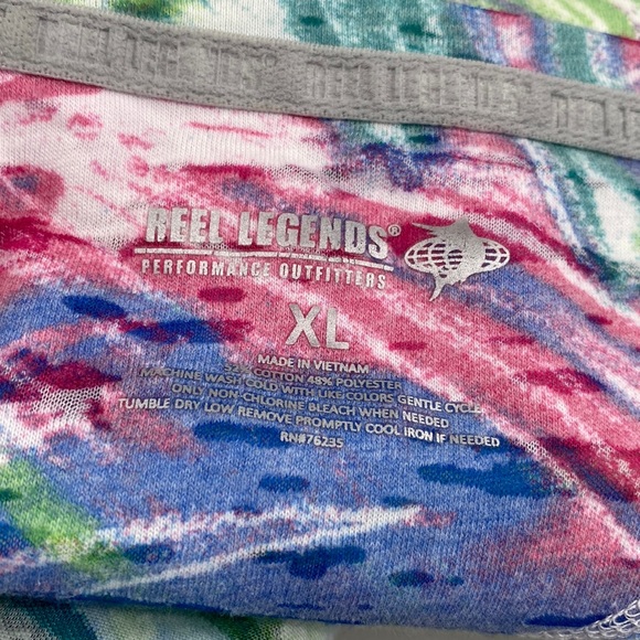 Reel Legends Colorful Palm Burnout V-neck Tee XL - Picture 8 of 9